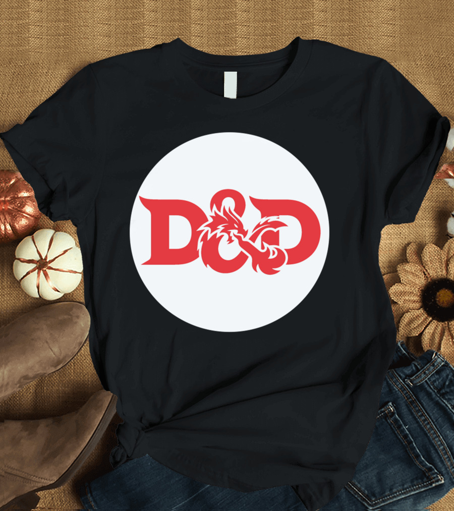 Dungeons and Dragons D&D Dragon Logo Black Red T-Shirt