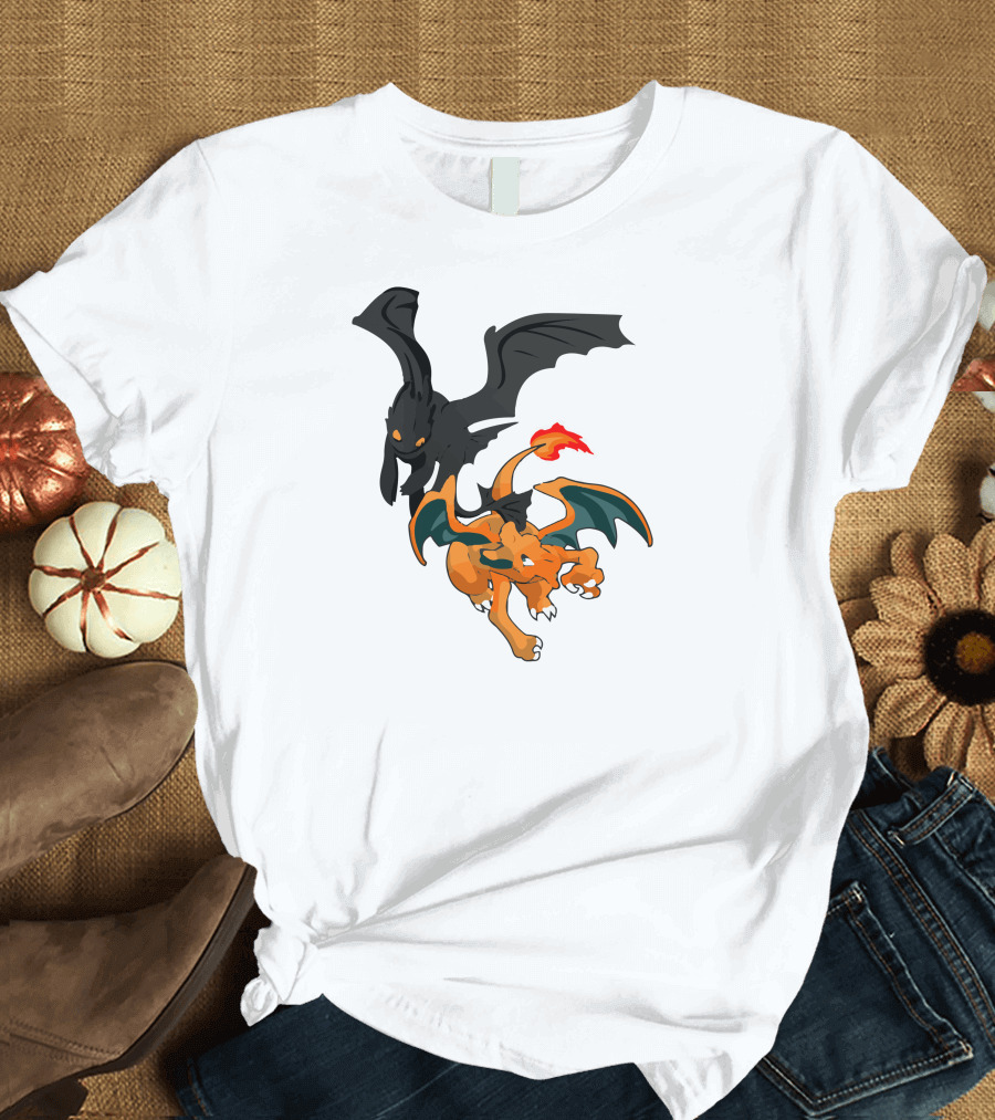 Charizard Toothless Dragon Duel Collide Battle T-Shirt