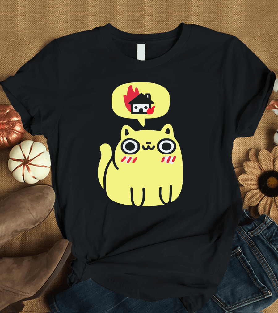 Cat With Firehouse Thought Bubble Dreaming Of Destruction T-Shirt