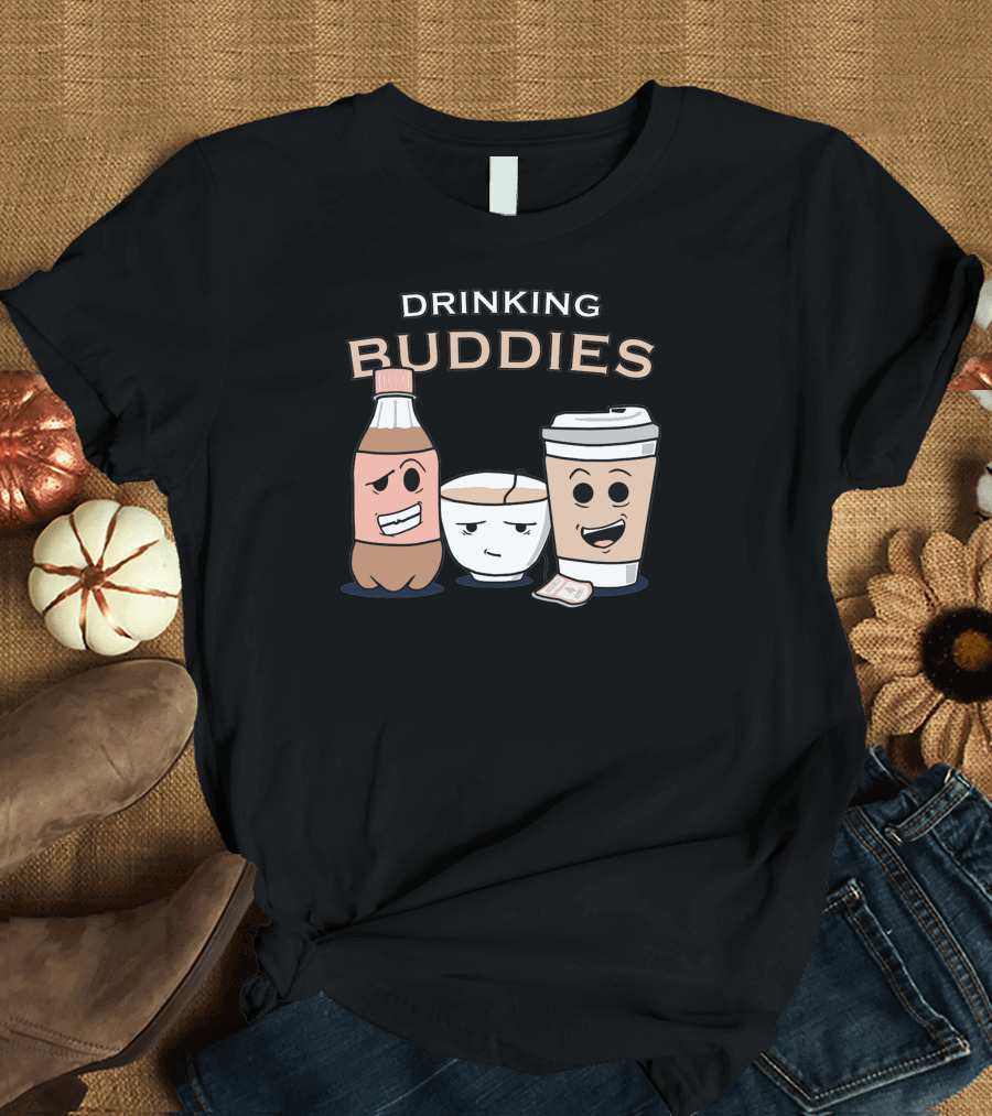 Drinking Buddies Soda Coffee Tea Characters T-Shirt