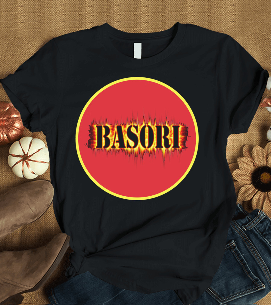 BASORI Red Fire Sound Wave Circle T-Shirt