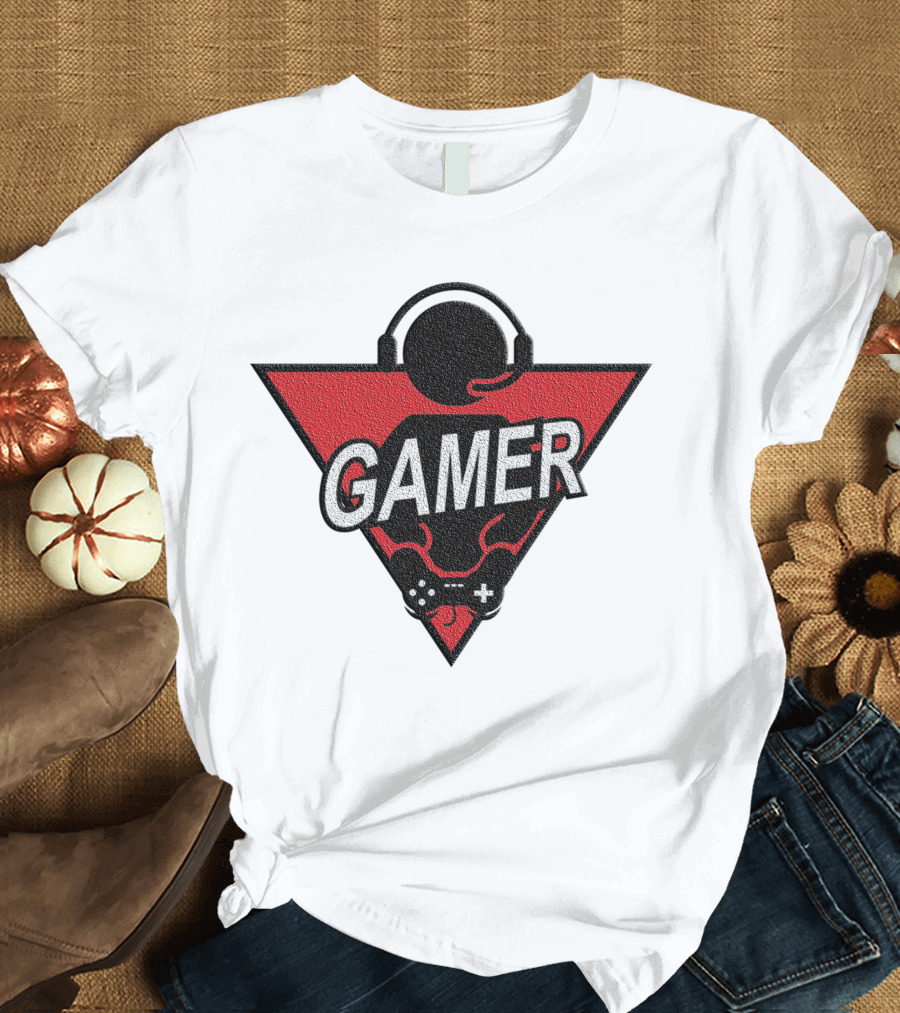 Gamer Headset Controller Triangle Red T-Shirt