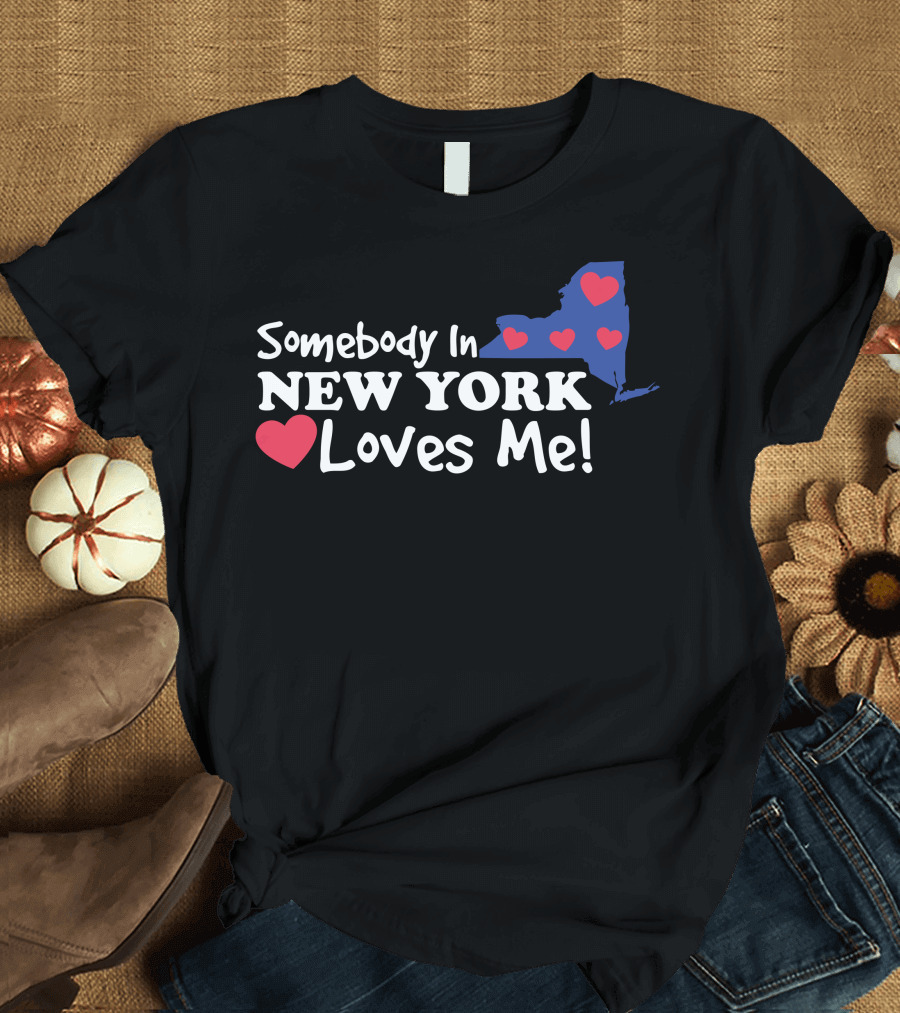 Somebody In New York Loves Me Heart Map T-Shirt