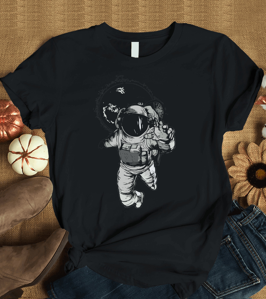 Spacewalk Astronaut Floating in Cosmic Blackness T-Shirt