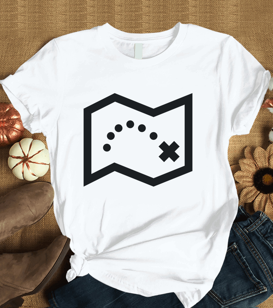 Way Marks Map with Route and Destination X T-Shirt