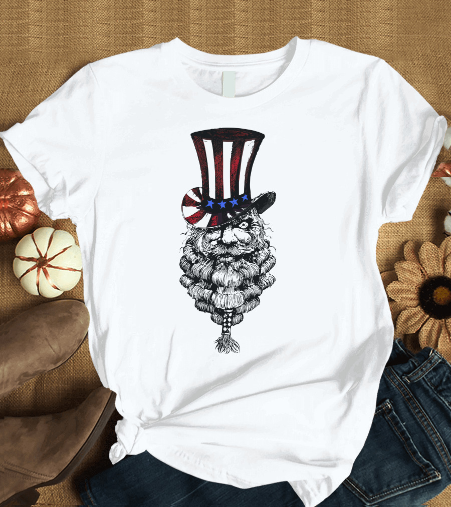 Patriotic Uncle Sam Hat with Stars and Stripes 4th of July T-Shirt