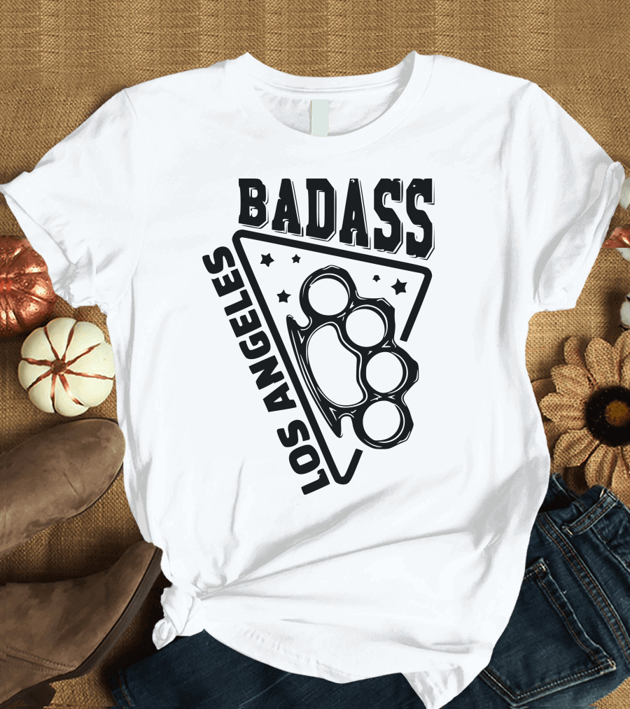 Badass Los Angeles Brass Knuckles Stars T-Shirt