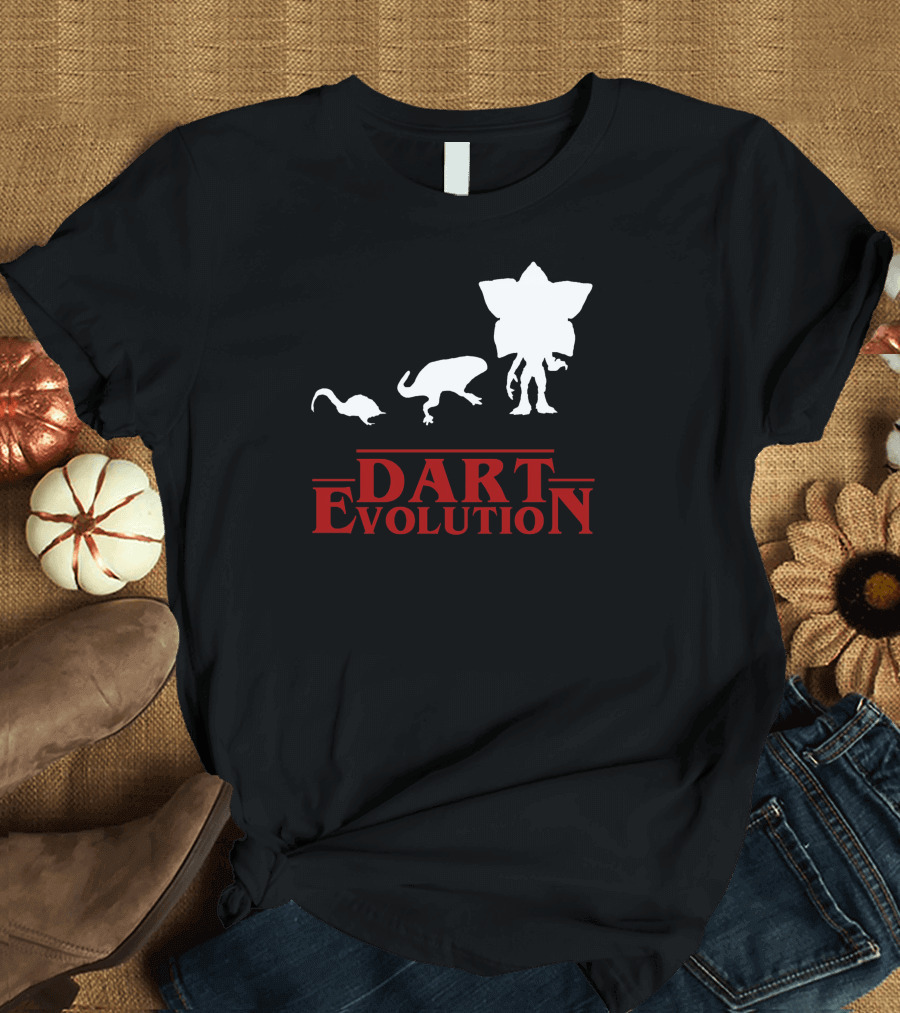 Dart Evolution Stranger Dustin TV Show Monster Silhouette Evolution T-Shirt
