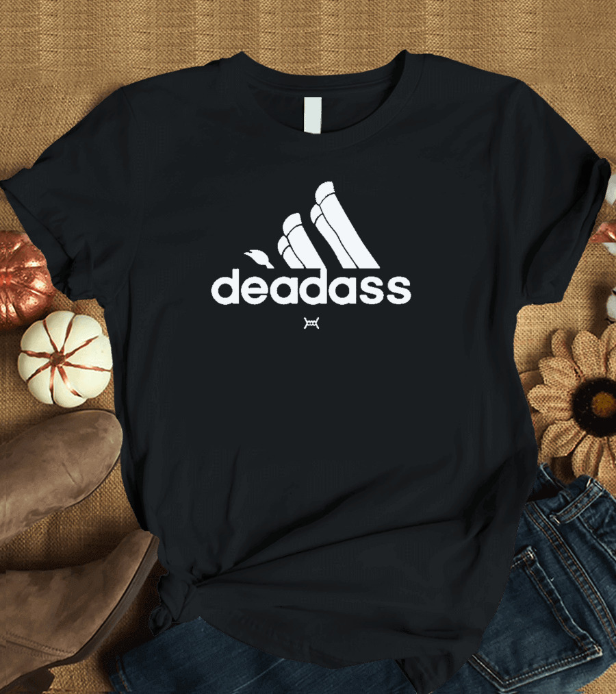 Deadass Logo Parody with Iconic Three Stripes and Solemn Bird T-Shirt