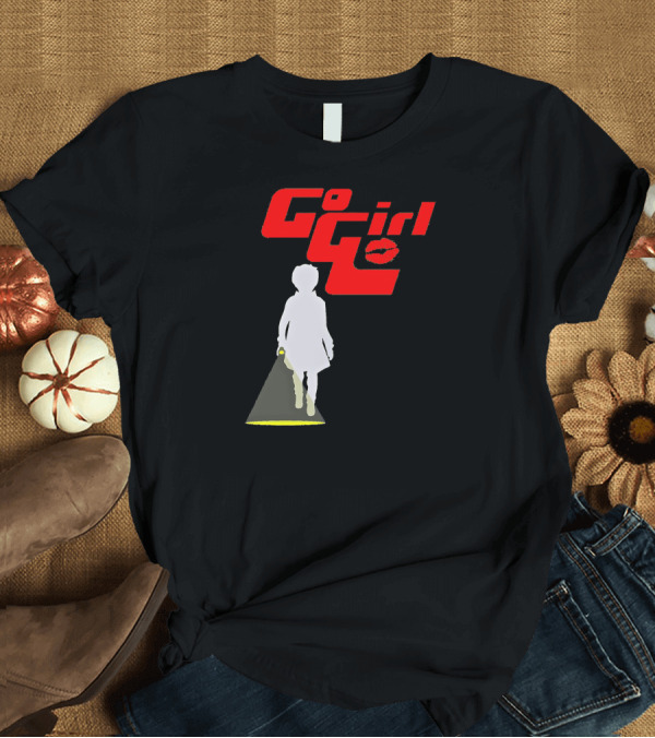 T-Shirt: Go Girl Silhouette with Red Kiss and Flashlight T-Shirt Go Girl Silhouette with Red Kiss and Flashlight T-Shirt
