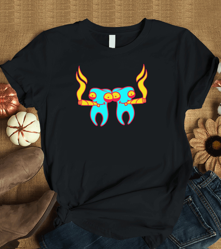 High Tooths with Burning Joint and Colorful Characters T-Shirt