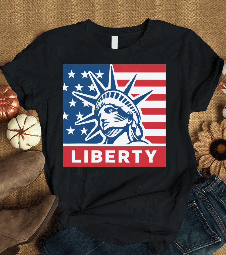 Liberty Statue Stars and Stripes Patriotic Icon Liberty T-Shirt