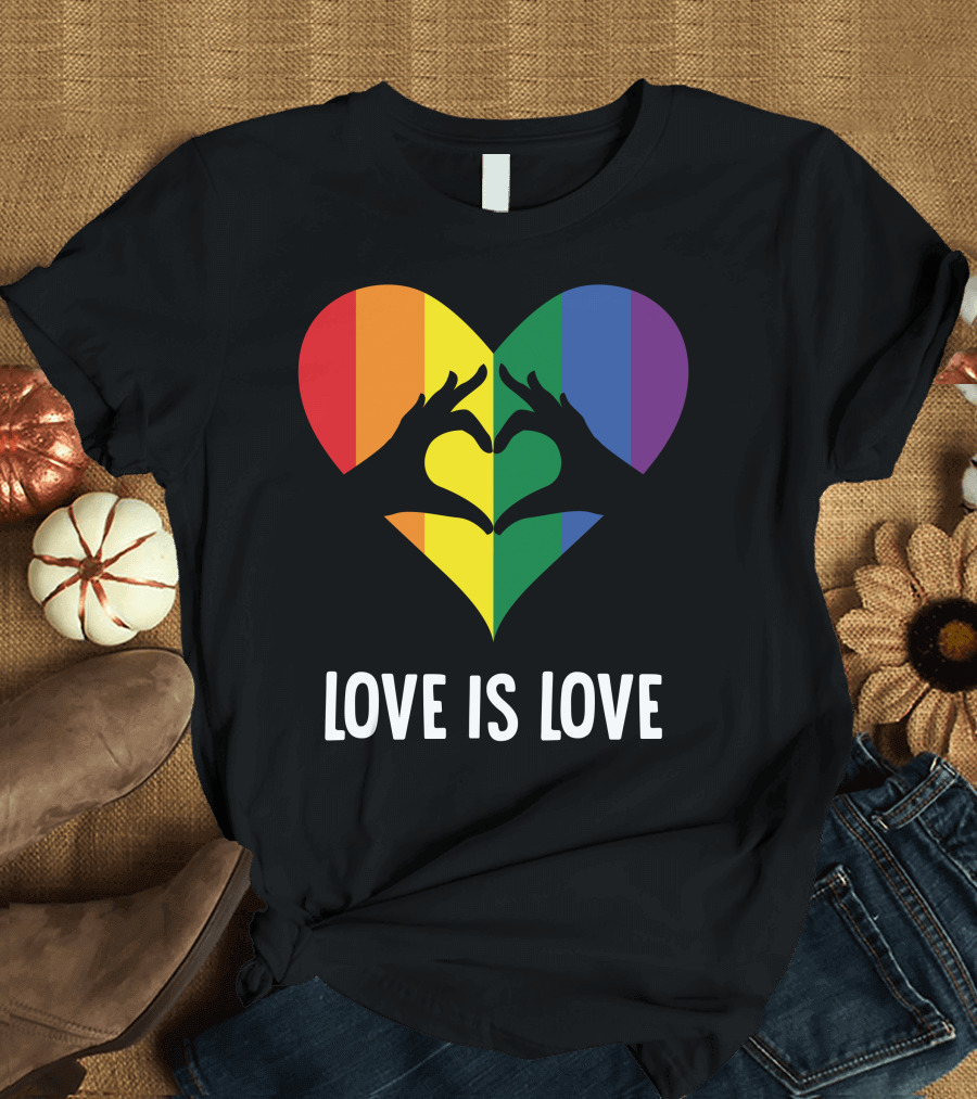 Love Is Love Heart Rainbow Hands T-Shirt