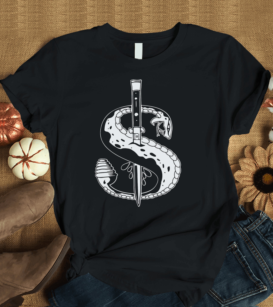 Dollar Sign Snake and Knife T-Shirt