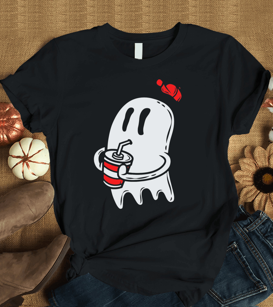 Soda Ghost Classic Cup Drinking Graphic with Cap T-Shirt