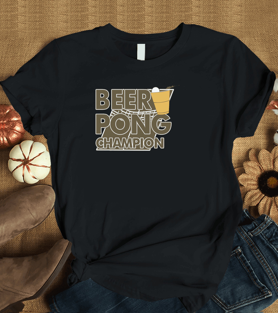Beer Pong Champion Cup with Ball and Net T-Shirt