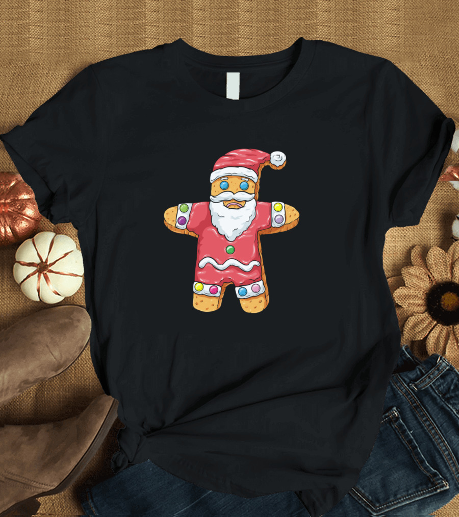 Gingerbread Man Santa Claus Holiday Cookie T-Shirt