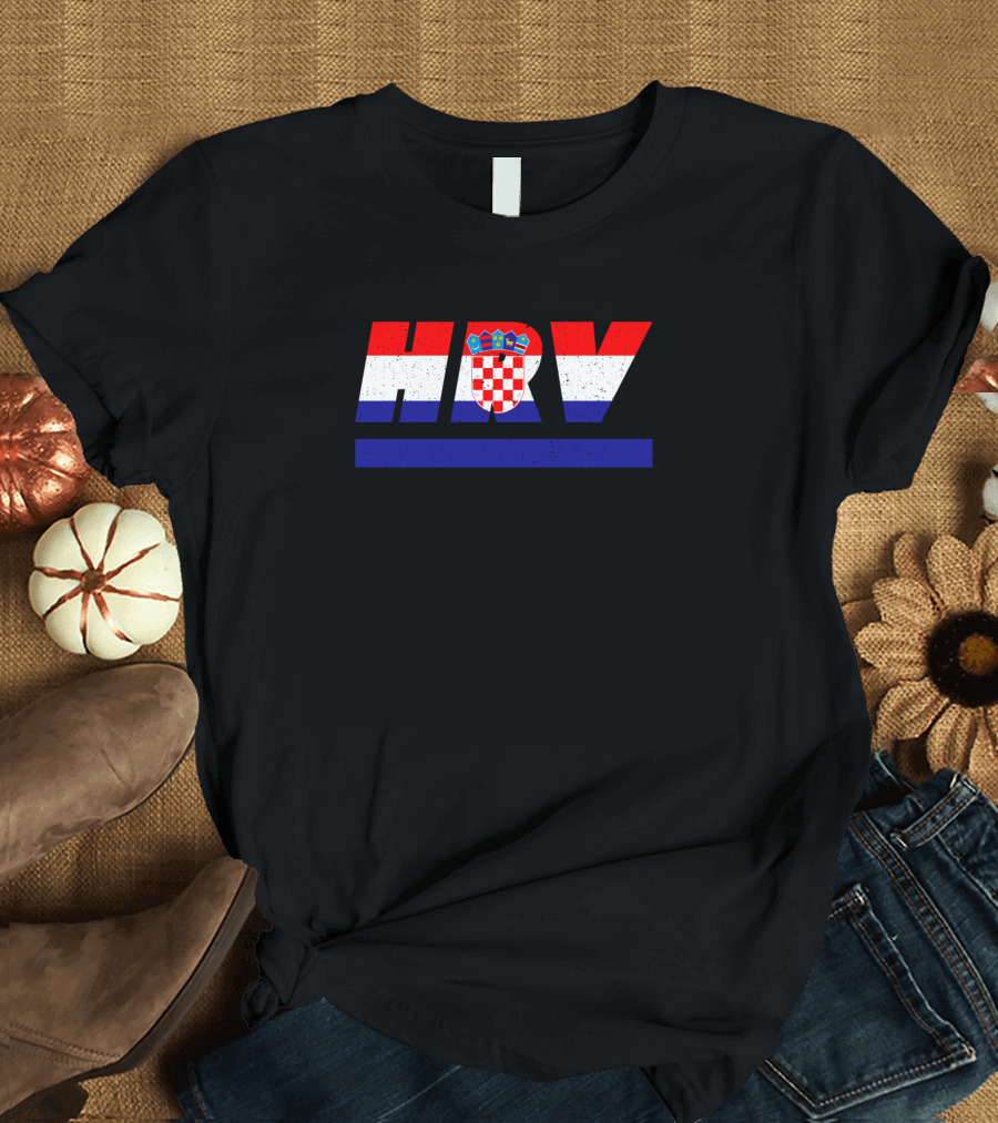 Hrv Croatia Croatian Flag Colors and Coat of Arms Iso Code 3166 T-Shirt