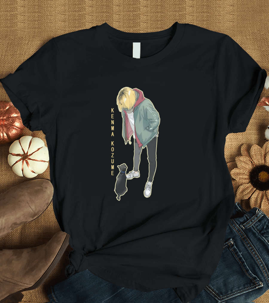 Kozume Kenma Casual Style with Cat T-Shirt