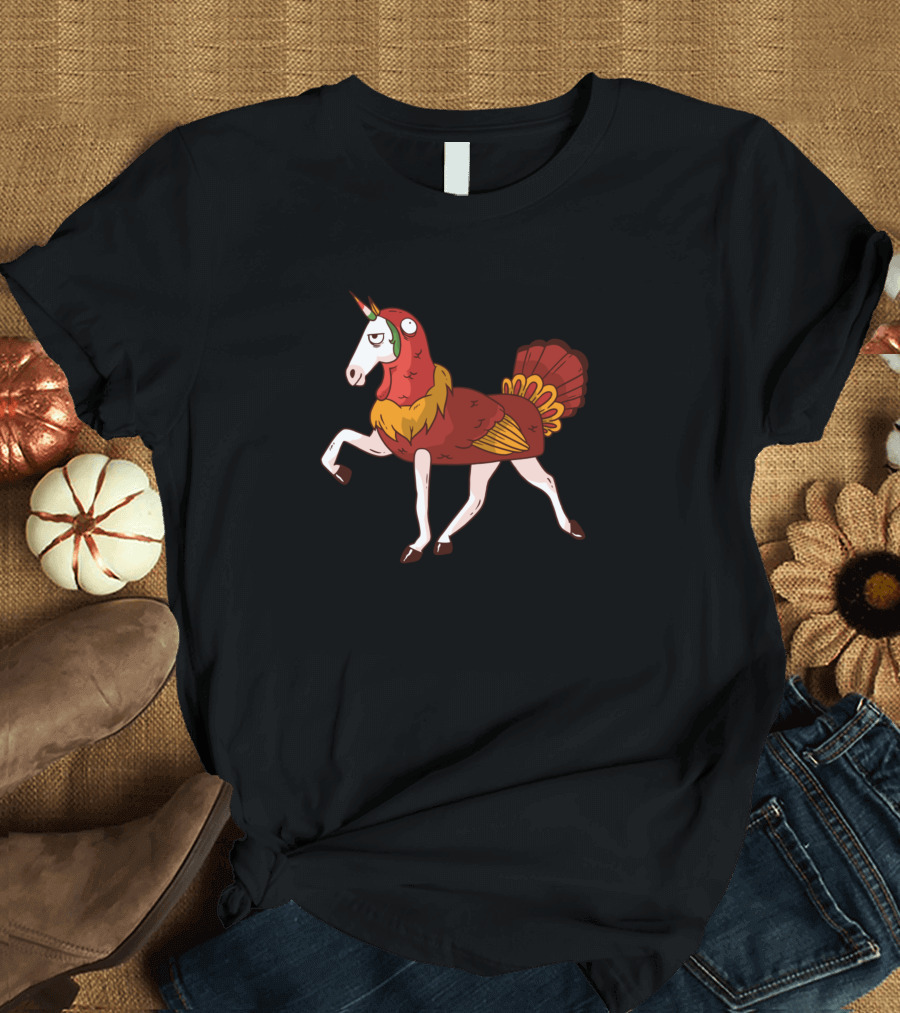 Thanksgiving Unicorn Turkey Hybrid T-Shirt