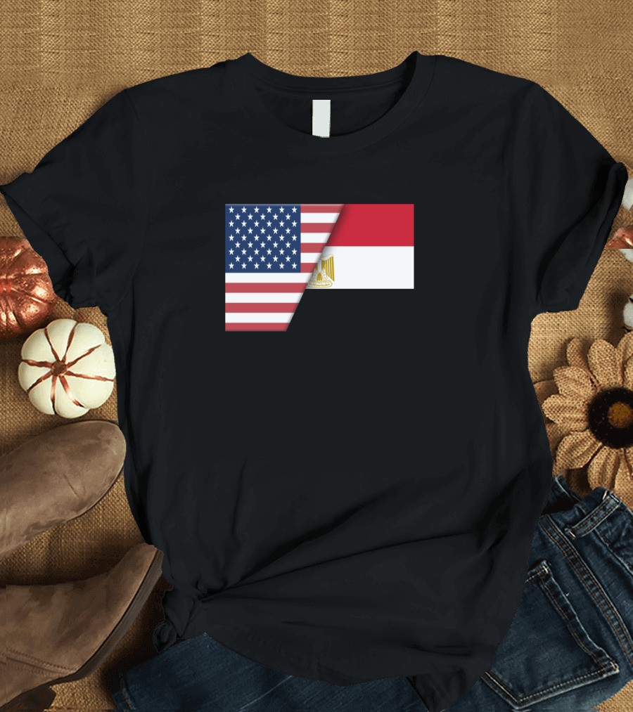 Usa Flag and Egypt Egyptian Flag Immigrant Ancestry T-Shirt
