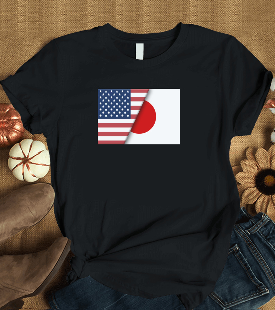 Usa Flag Japan Japanese Flag Immigrant Ancestry Dual Heritage Pride T-Shirt
