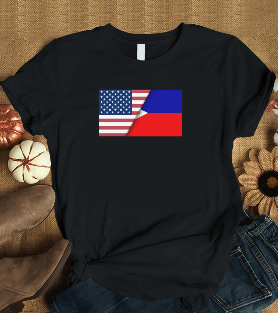 Usa Flag Philippines Filipino Flag Immigrant Ancestry Patriotic Symbolism T-Shirt