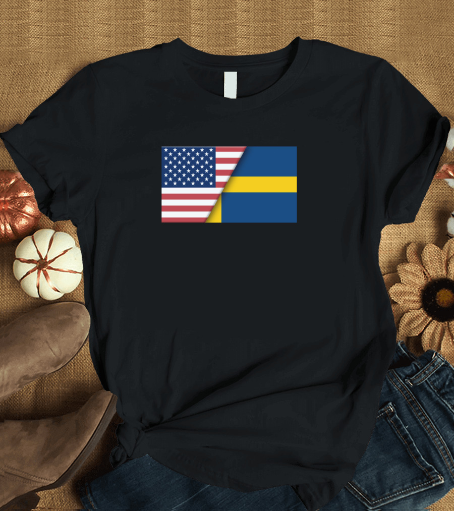 Usa Flag Sweden Swedish Flag Immigrant Ancestry Dual Heritage Pride T-Shirt