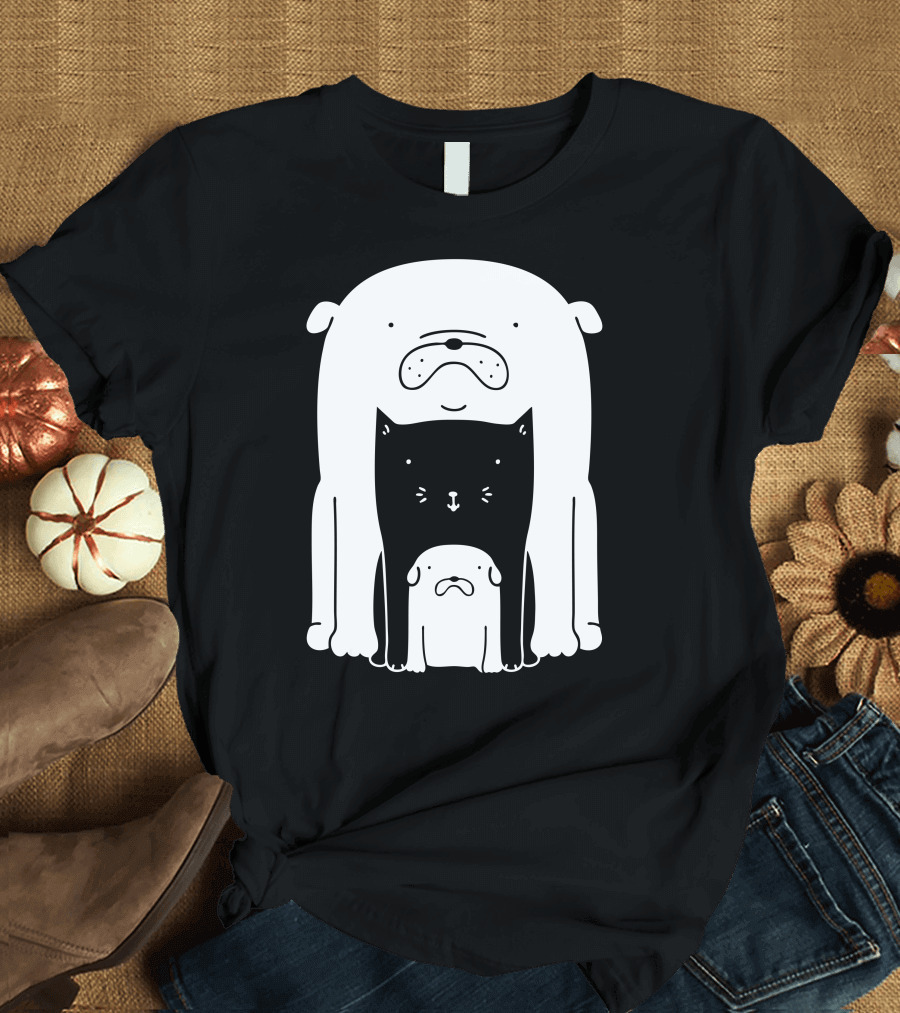 Animal Buddies Stack Dogs Cat T-Shirt