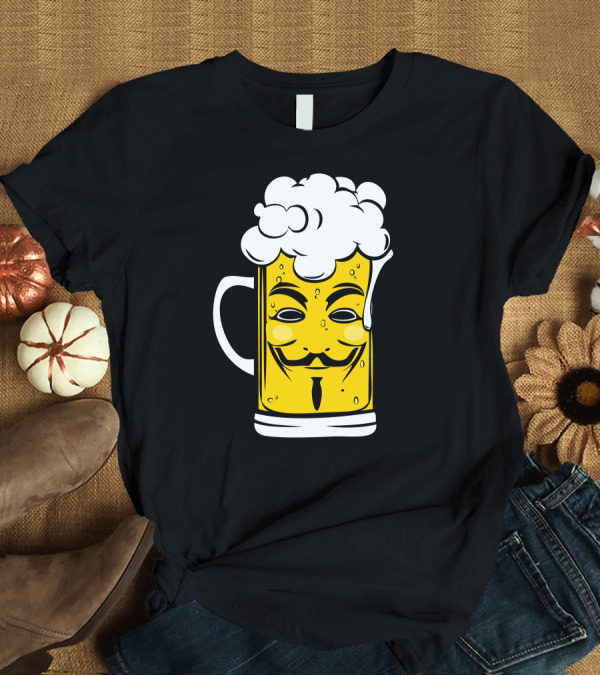 T-Shirt: Anony Mousse V for Vendetta Guy Fawkes Beer Mug T-Shirt Anony Mousse V for Vendetta Guy Fawkes Beer Mug T-Shirt