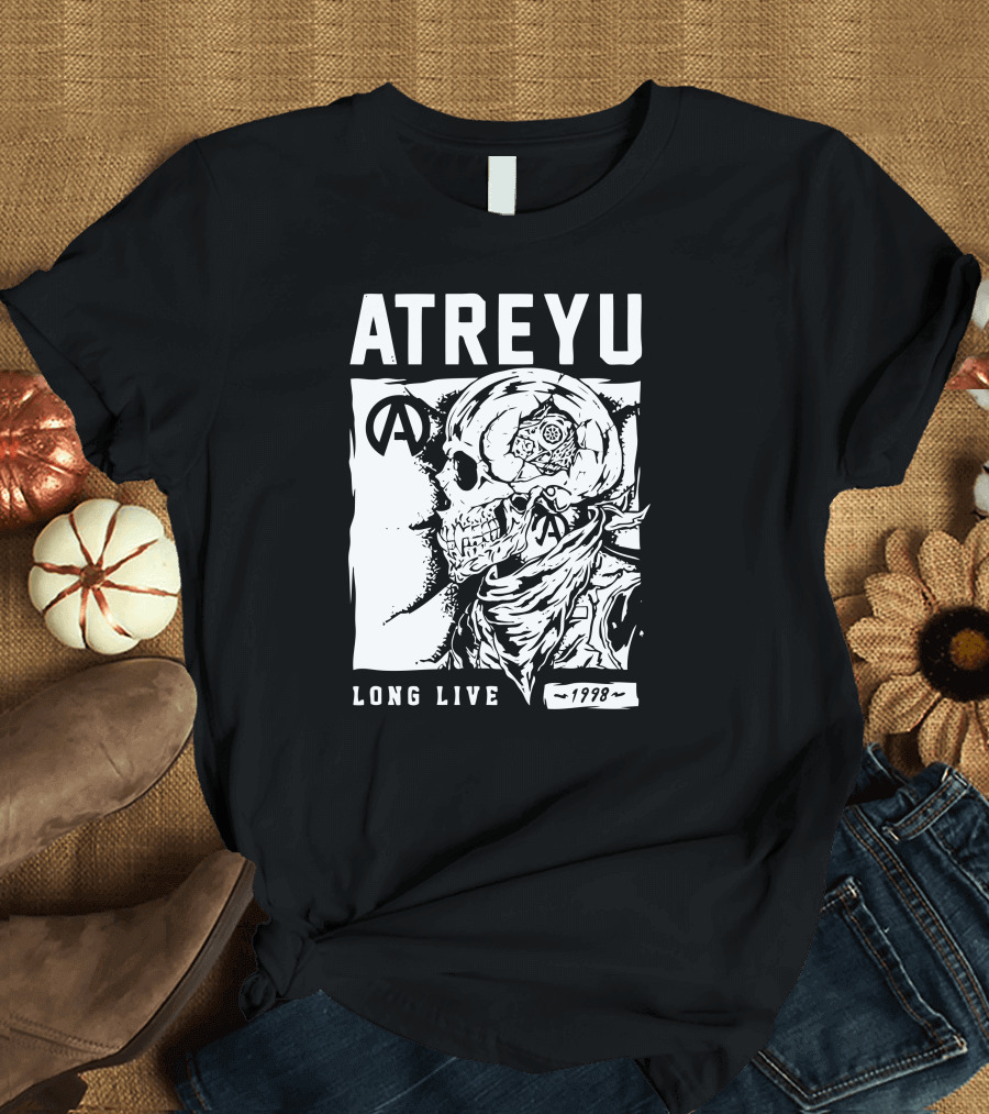 Atreyu Long Live 1998 Skeleton Skull T-Shirt
