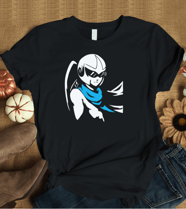 T-Shirt: Blues Helmet Man Minimalist Warrior With Blue Scarf T-Shirt Blues Helmet Man Minimalist Warrior With Blue Scarf T-Shirt