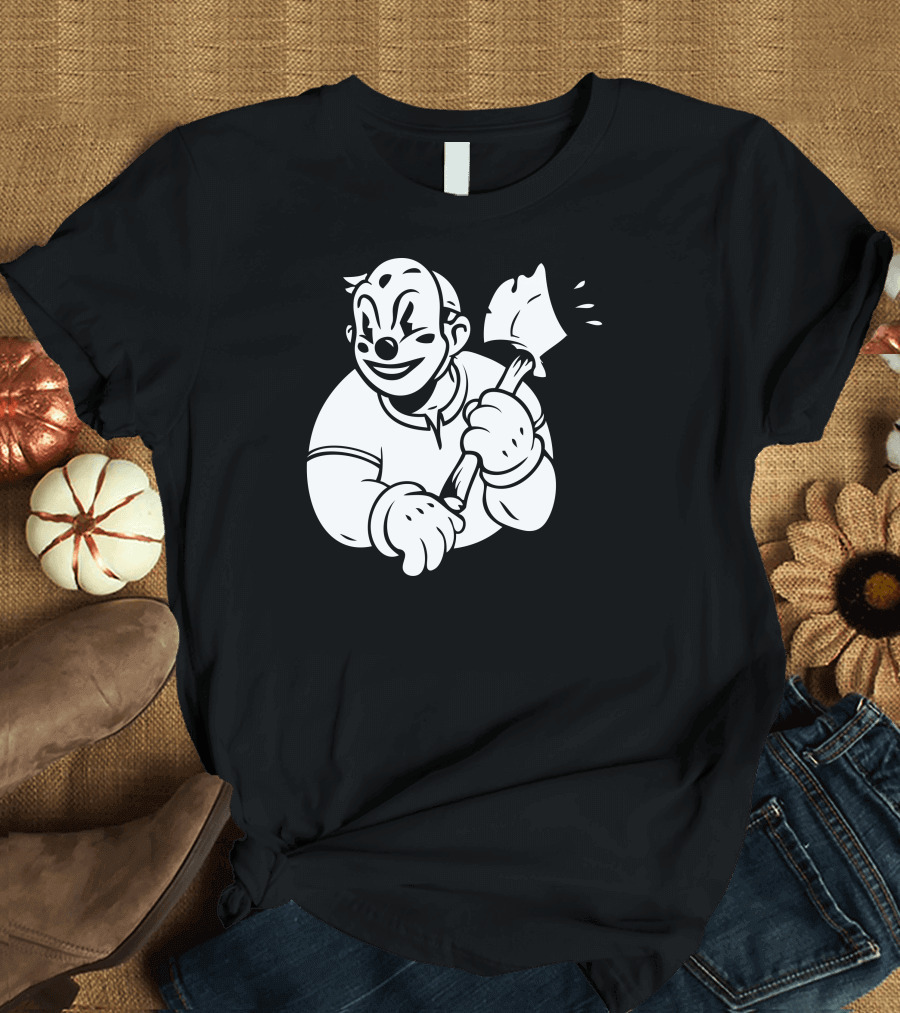 Butcher Clown Axe Holding Smiling Character T-Shirt