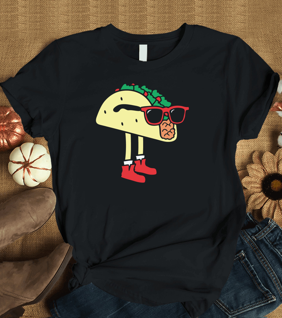 Cool Tacos with Sunglasses and Red Boots T-Shirt