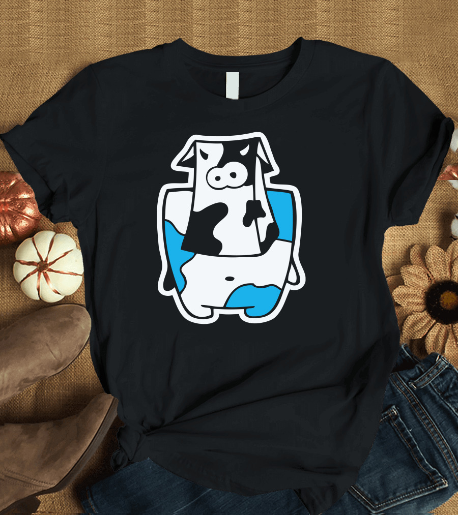 Cow White Rage Bold Cartoon Character T-Shirt