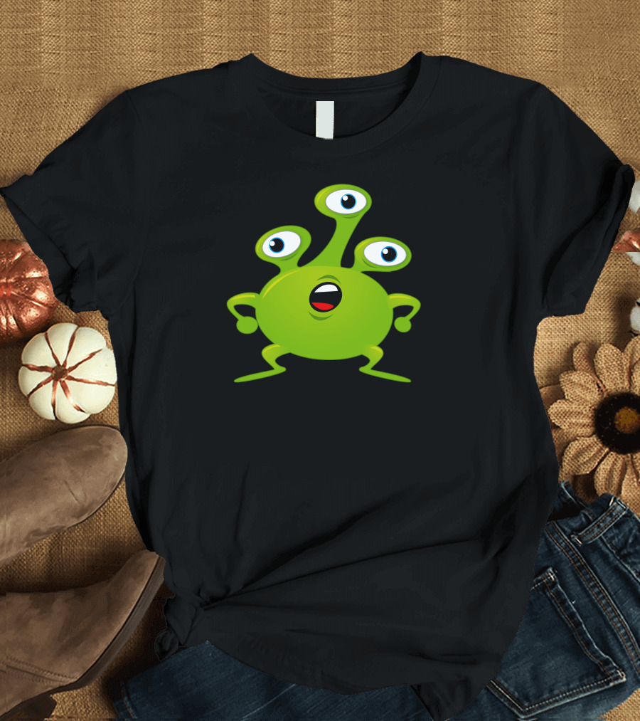Green Tridon Three-Eyed Alien Character T-Shirt