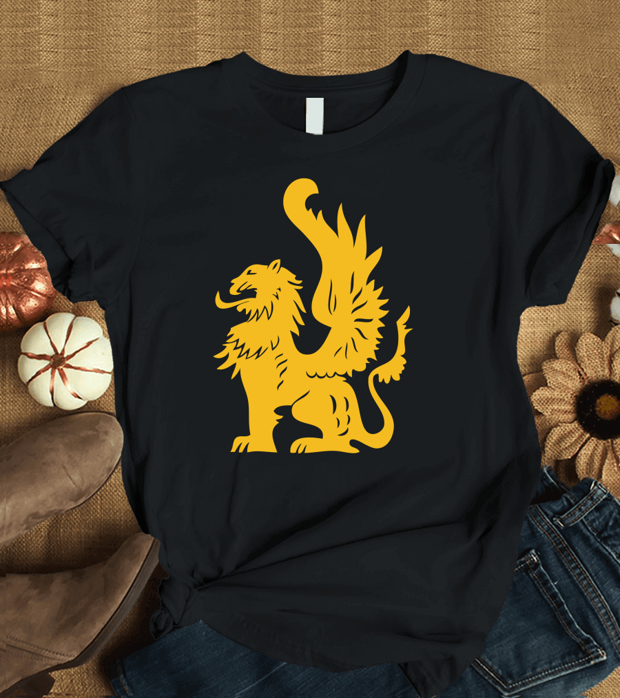 Griffin Griffon Gryphon Mythical Creature Golden Emblem T-Shirt
