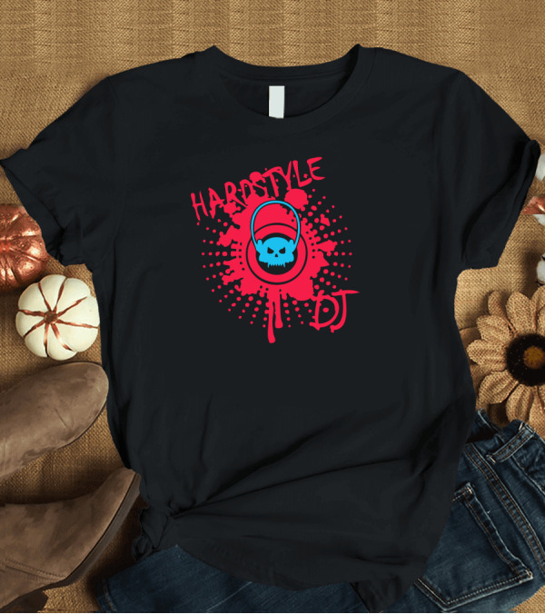 T-Shirt: Hardstyle DJ Skull Headphones Splatter T-Shirt Hardstyle DJ Skull Headphones Splatter T-Shirt