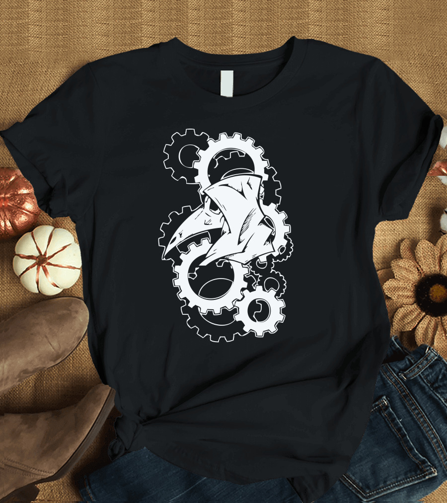 Plague Doctor Mask and Gears Steampunk Aesthetic T-Shirt