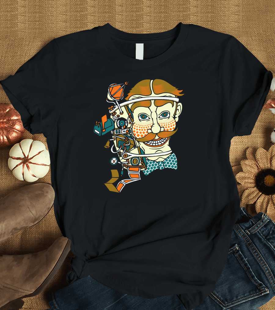 Premodern Contraption Illustrated Gentleman with Mechanical Elements T-Shirt