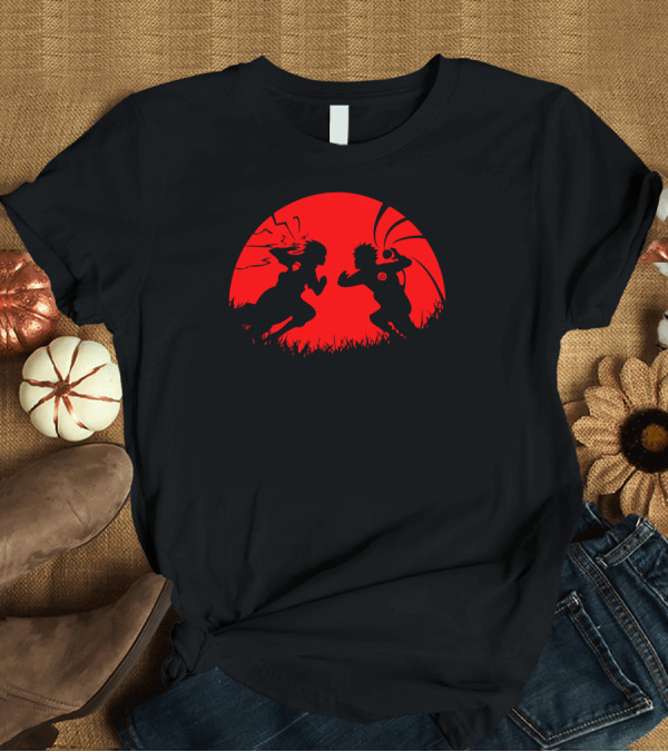 T-Shirt: Red Moon Ninja Battle Under Crimson Sky T-Shirt Red Moon Ninja Battle Under Crimson Sky T-Shirt