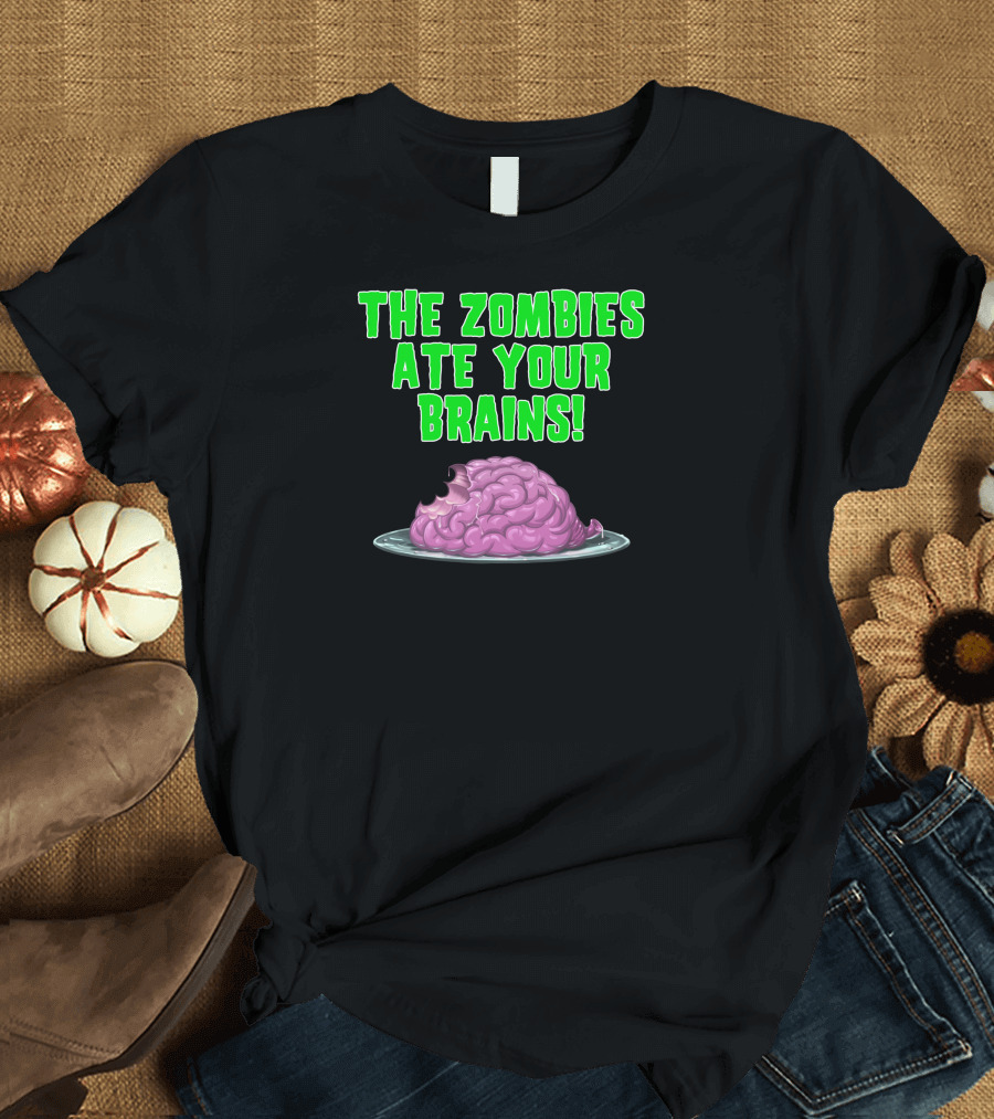 The Zombies Ate Your Brains Purple Brain on Plate T-Shirt