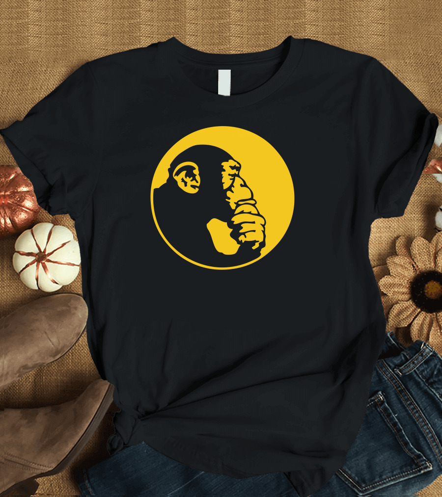 Thinking Ape Contemplative Primate Yellow Circle T-Shirt