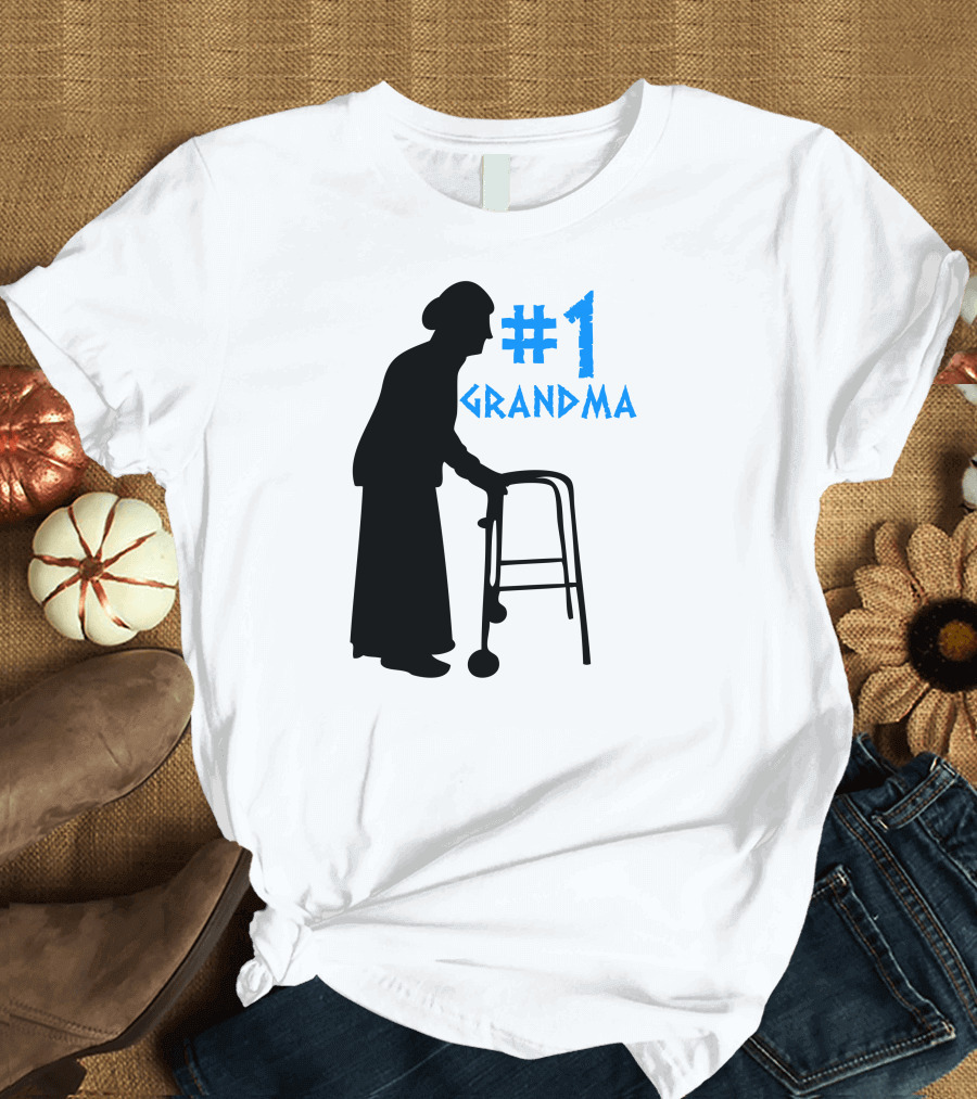 1 Grandma Silhouette with Walker T-Shirt