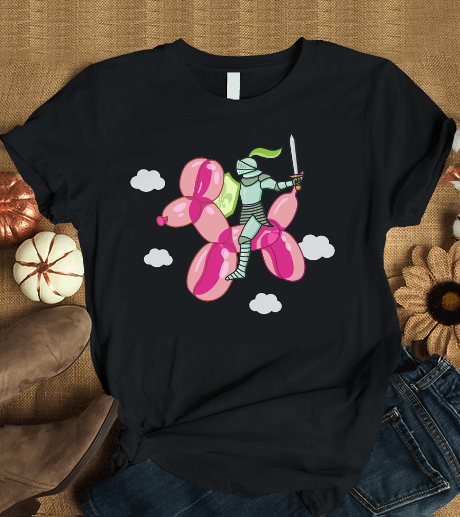 Balloon Dog Rider Air Knight in Armor with Sword T-Shirt