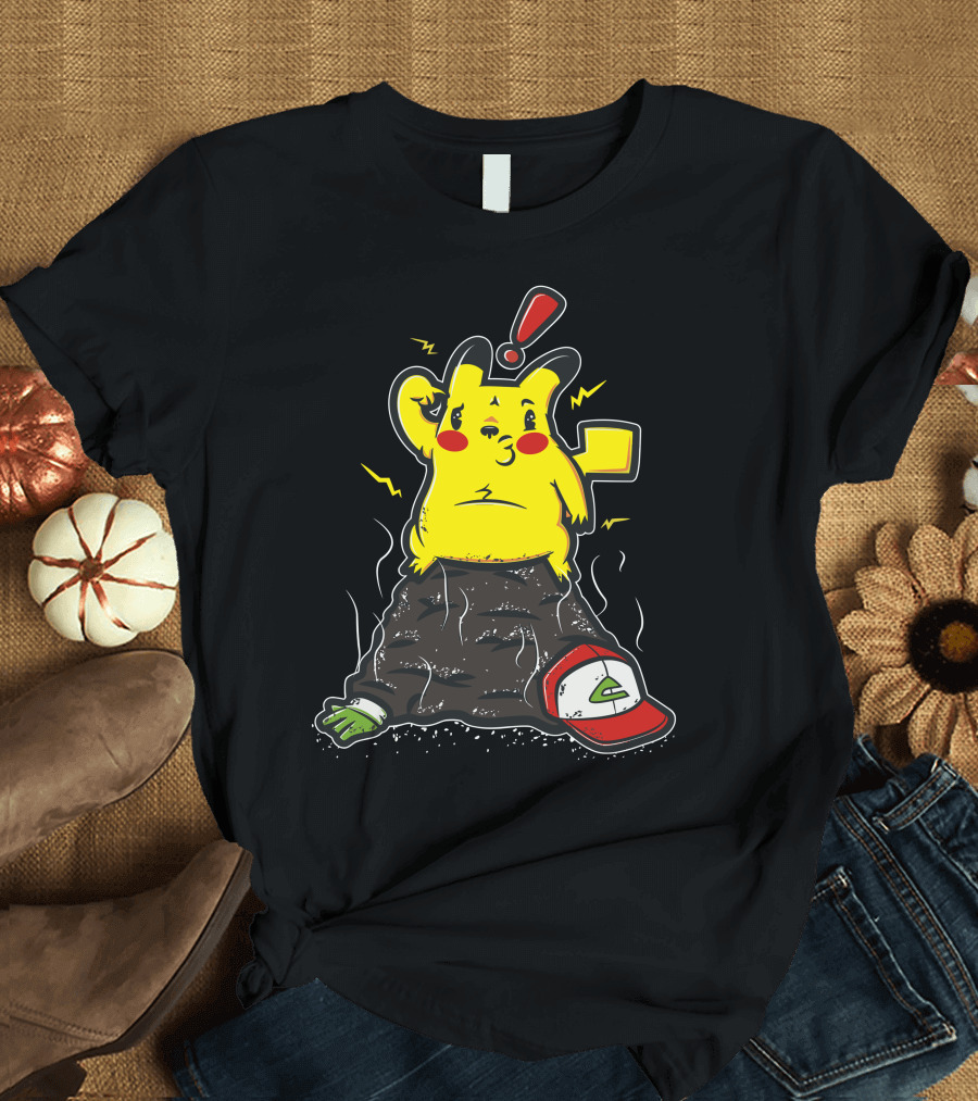 Pikachu Ash's Hat Exclamation Point Electric Shock T-Shirt