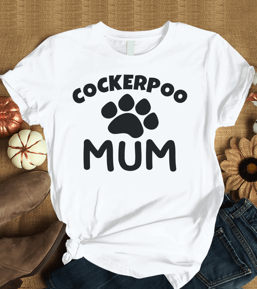 Cockerpoo Mum Paw Print Badge T-Shirt
