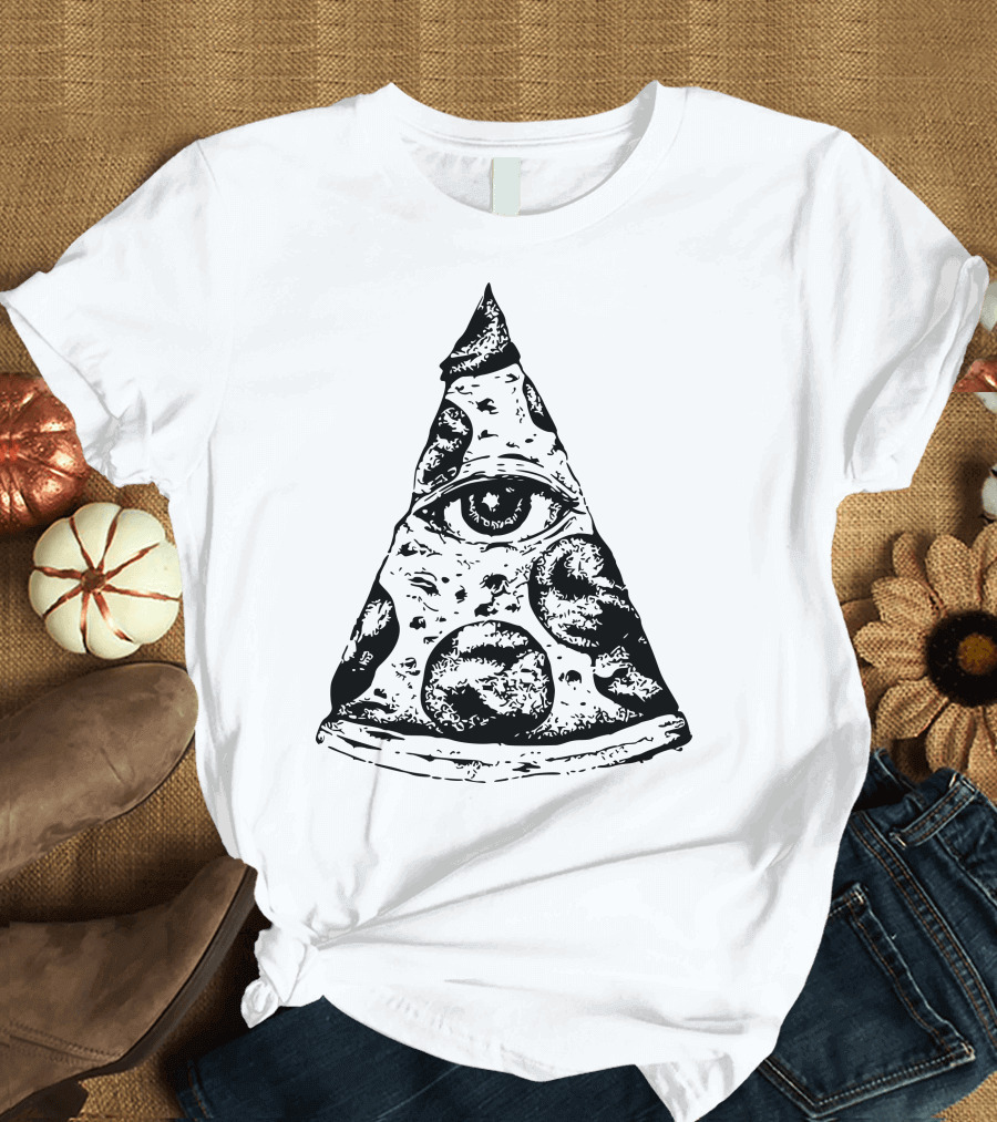 Illuminati Pizza Slice Eye Triangle T-Shirt
