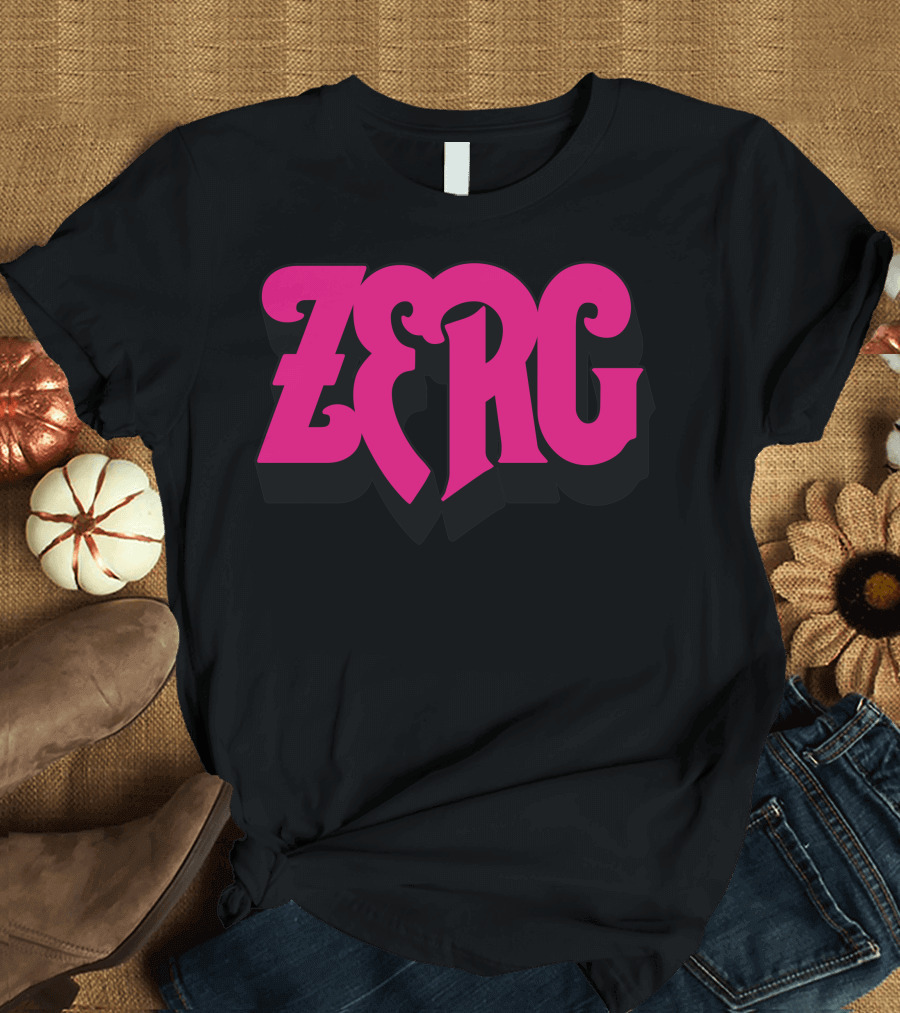 Zerg Rush Bold Pink Typography T-Shirt
