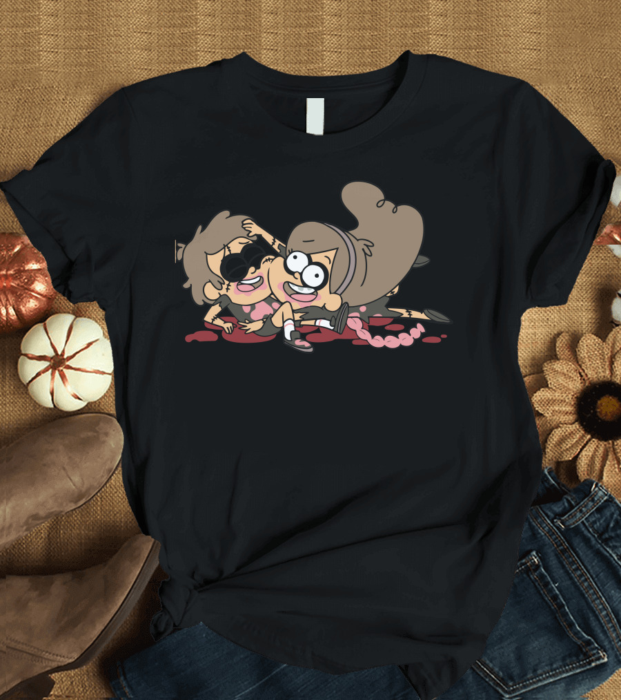 Gravity Falls Zombies Dipper and Mabel Cartoon Scene T-Shirt